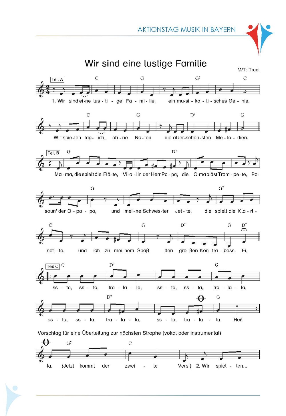 m t traditionell wir sind eine lustige familie lied und materialien aus